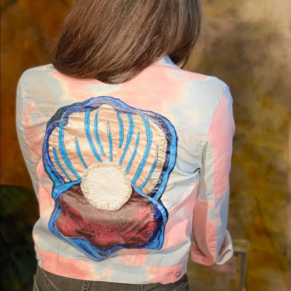 Hand Painted & Embroidered Oyster Jacket